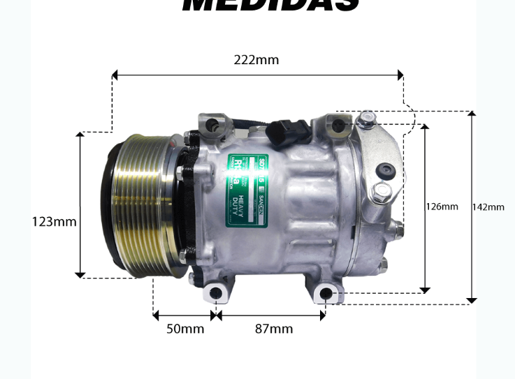 Compresor aer conditionat JCB AFTER MARKET SD7H15, PV8, 120MM, 12V