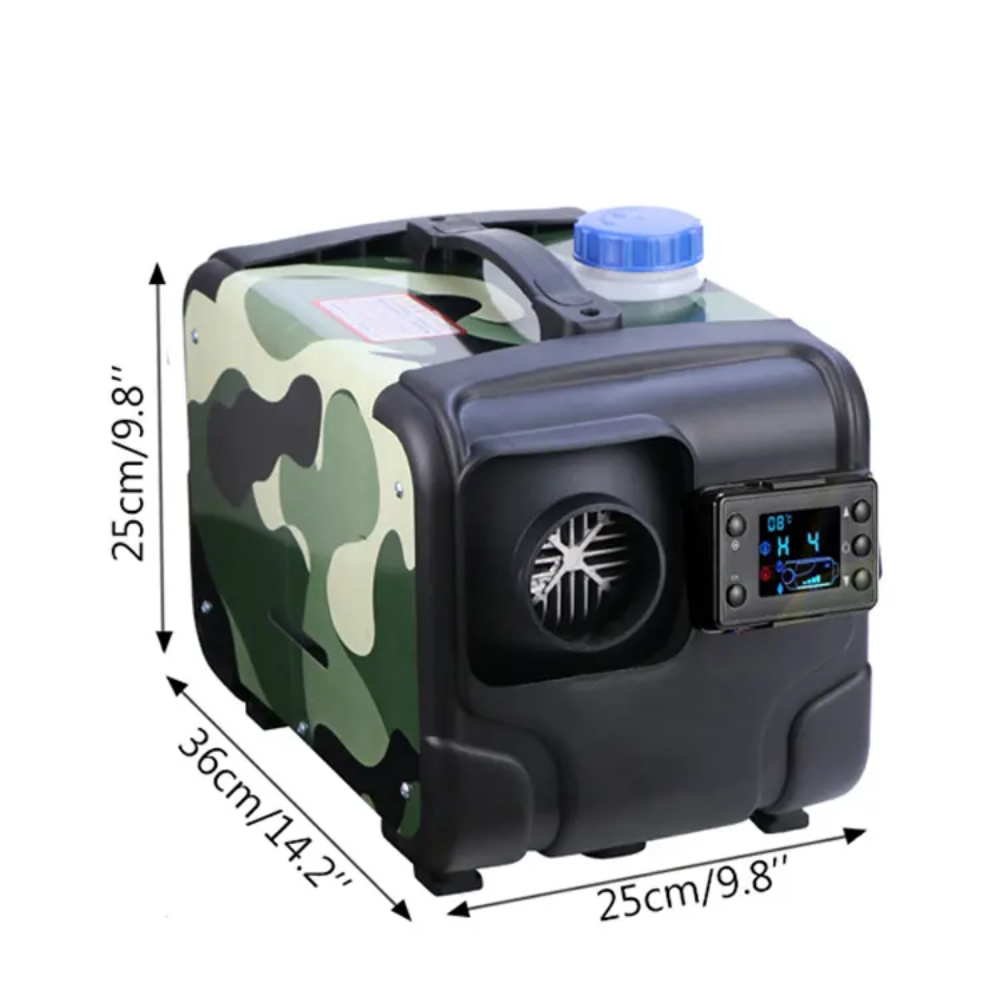 Incalzitor diesel portabil 8kw alimentare 12 24 220V afisaj digital si telecomanda camuflaj