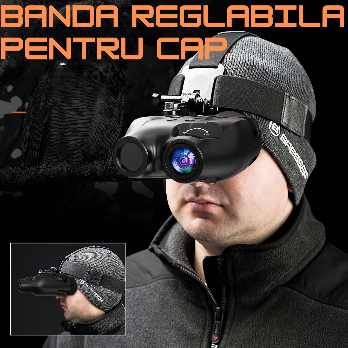 Binoclu cu vedere pe timp de noapte (night vision) cu IR 850Nm 3W, FullHD, Zoom optic 5x, display HD 1.54'', banda reglabila pentru cap inclusa