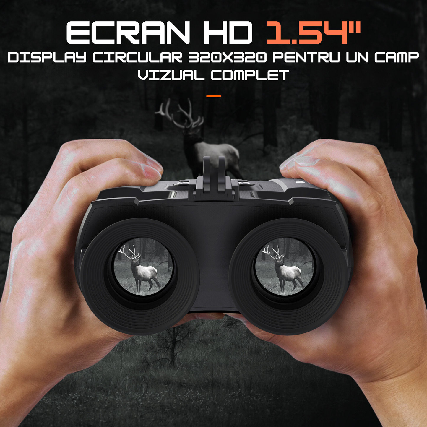 Binoclu cu vedere pe timp de noapte (night vision) cu IR 850Nm 3W, FullHD, Zoom optic 5x, display HD 1.54'', banda reglabila pentru cap inclusa