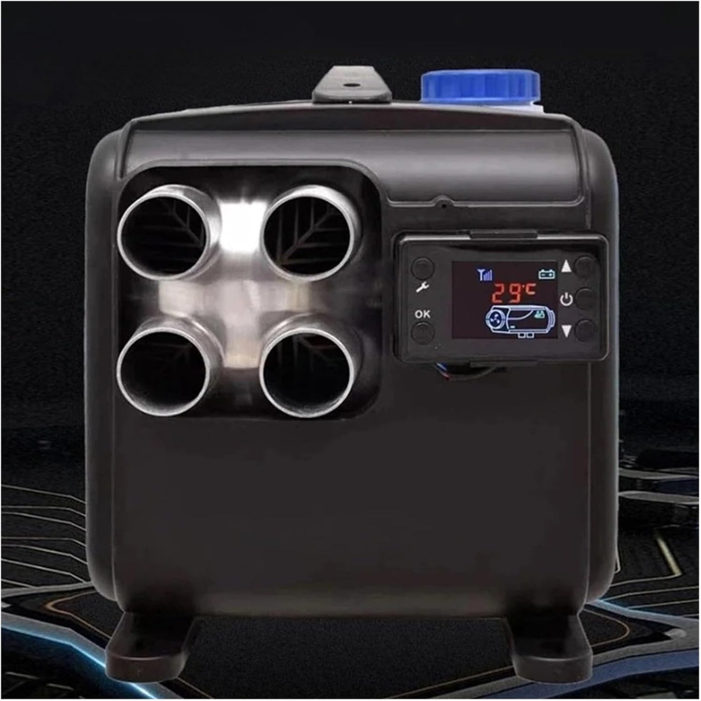 Incalzitor diesel portabil 8kw alimentare 12 24 220V albastru carcasa aluminiu