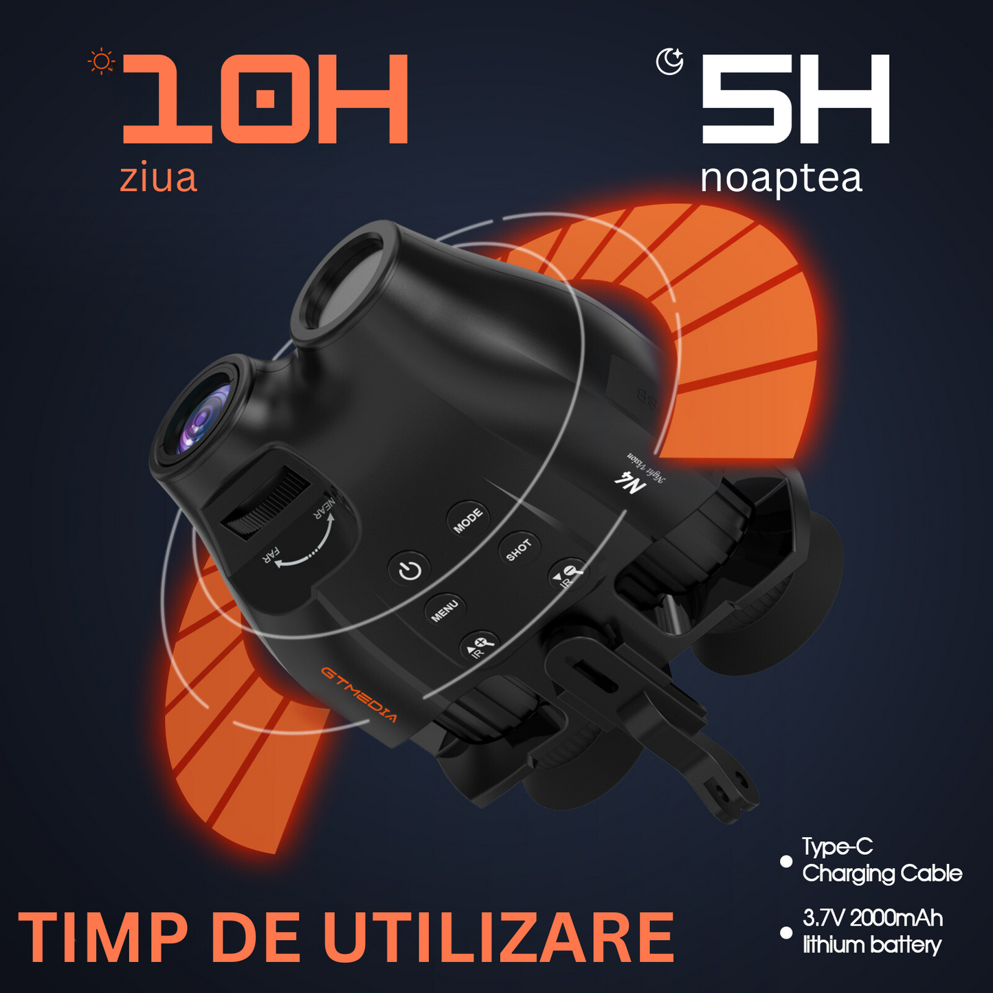 Binoclu cu vedere pe timp de noapte (night vision) cu IR 850Nm 3W, FullHD, Zoom optic 5x, display HD 1.54'', banda reglabila pentru cap inclusa