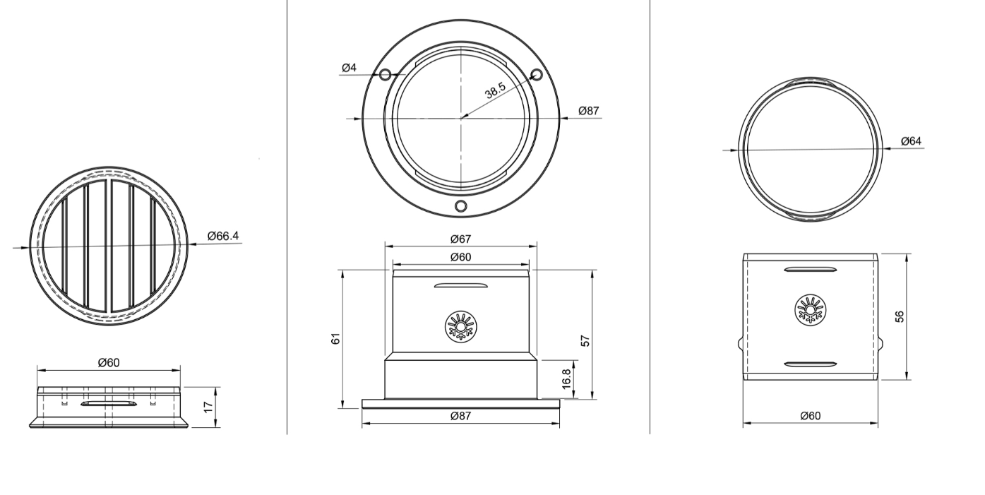 Kit adaptor prindere in perete 60mm